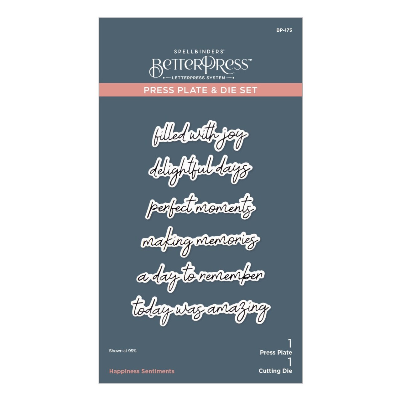 Spellbinders BetterPress Press Plate & Die Set-Happiness Sentiments